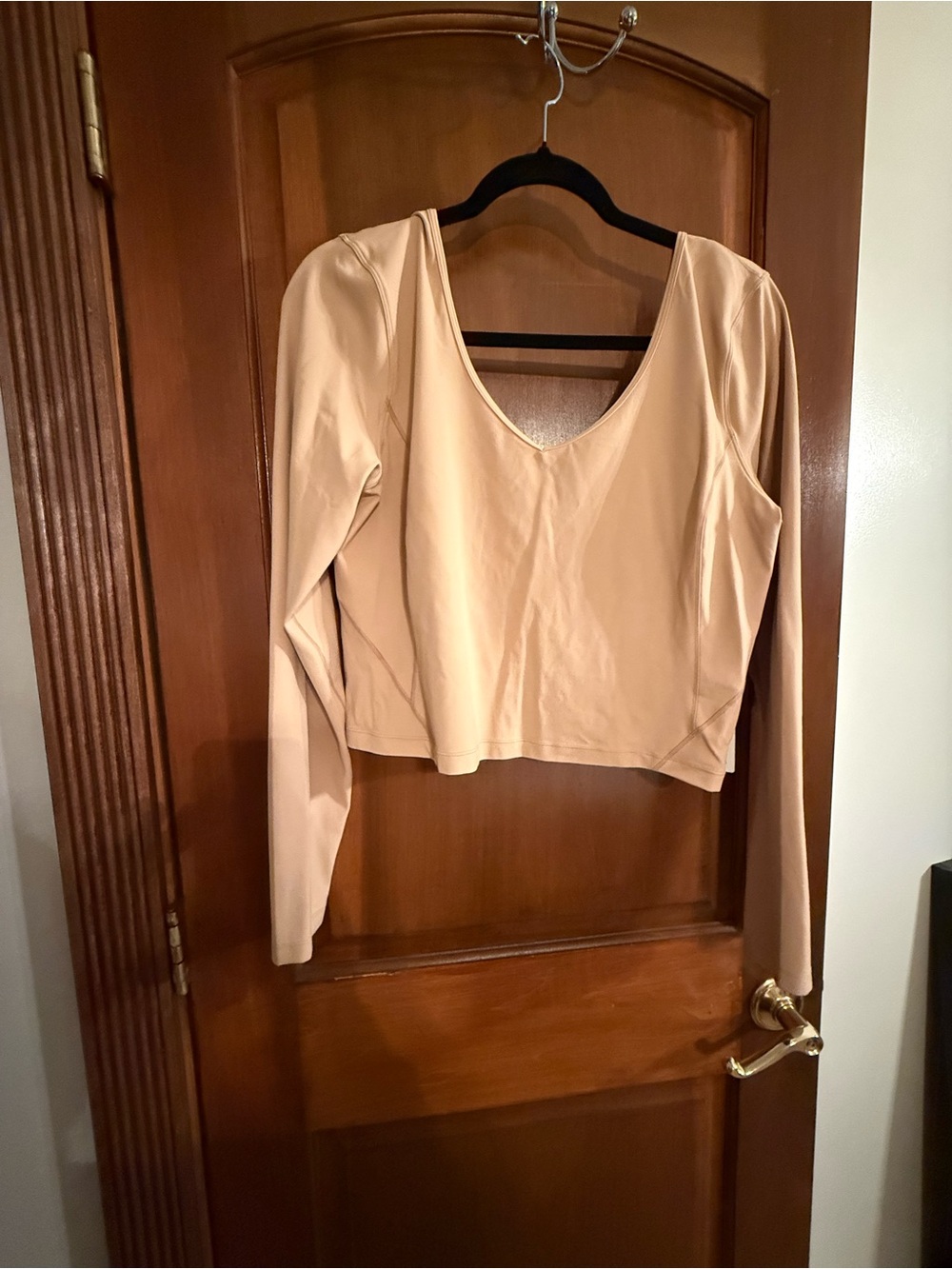 lululemon athletica Nude V-Neck Long Sleeve Crop Top